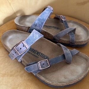 Birkenstock Brown Suede Cross-Strap Sandals Size 37